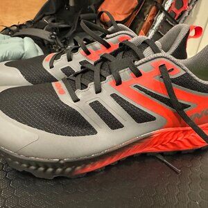 Inov-8 TrailFly Trail Running Shoes, Men's US-10.5. Black and Fiery Red.